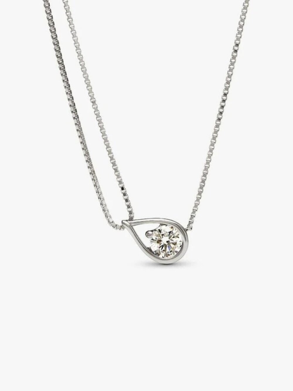 Pandora Final Sale - Lab-grown Diamond 14k White Gold Double Chain Necklace